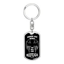 Psalm 91 Refuge Under His Wings Swivel Keychain Stainless Steel or 18k Gold Dog - £29.84 GBP+