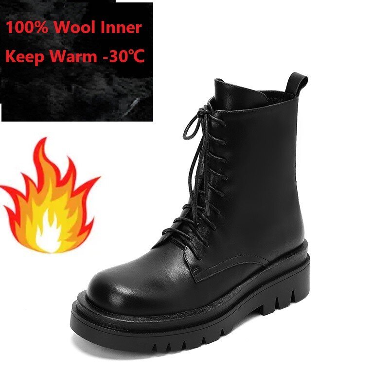 Primary image for Cowhide Real Leather Winter Snow Boots Cross-Tied Ladies Keep Warm Shoes With Si