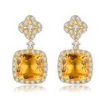 Natural Citrine Stelring Silver Stud Earring 4 Carats Genuine Citrine Yellow Gol - £85.22 GBP