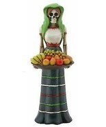 Day of The Dead Fruit Lady Skeleton with Basket of Fruit Figurine 6" Height - $26.99