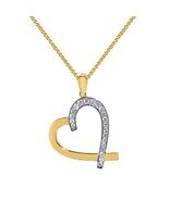 Genuine 14k Yellow Gold 0.94" Cubic Zirconia Open Heart Pendant Necklace... - $547.00+