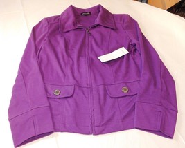 Notations Womens Size S small Long Sleeve Zip Up Jacket Purple shoulder pads NWT - £14.34 GBP