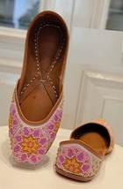 Women Indian Jutti Mirror leather Bellies Wedding Party US 5-10 DLY Sunflower - £26.16 GBP