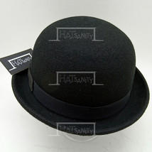 HATsanity Unisex Fashion Wool Felt Soft Bowler Hat #2 Black | Gray - £21.59 GBP