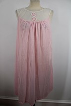 Vtg Movie Star L Pink Nylon Tricot Satin Nightgown Dress Lingerie Pleat ... - $29.45