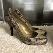 Jessica Simpson Womens Heels Size 7 Grey Pumps Faux Snake Skin Heels Round Toe - £21.40 GBP