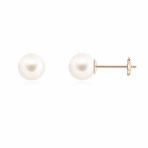 Angara 8mm Freshwater Cultured Pearl Earrings in 14K Rose Gold for Women - £162.52 GBP