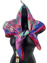 Silken Polyester by Berkshire Scarf Vintage NEW Floral Pink Red Vibrant ... - $1,115.83 MXN