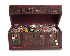 5 lbs TREASURE BOX  of JEWELRY  some broken some not, Necklaces, Bracelets, Ect - £31.26 GBP