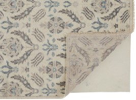 8' X 10' Ivory Gray And Blue Wool Floral Hand Knotted Stain Resistant Area Rug - €1.360,68 EUR