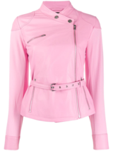 Pink Leather Jacket Women Biker Pure Lambskin Size XS S M L XL XXL Custo... - £119.70 GBP