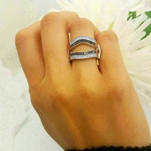 2Ct Rund Künstlicher Diamant Verstärker Schutz Hochzeit Ring 14k Weiß Vergoldet - £57.72 GBP