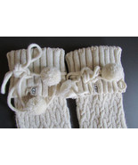 UGG Socks Over the Knee Cable Knit Cream Gold Pom Poms Store Display - $58.90