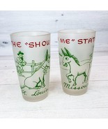 Vintage Show Me State St Louis Missouri Frosted Glass Set Hillbilly Farm... - £15.62 GBP