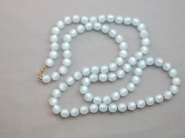 Vintage Blue Lucite Moonglow Bead Necklace 34&quot; - £23.96 GBP