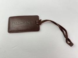 Vintage 90s Lands End Dark Brown Leather Luggage Tag Window 4.5 In X 2.5 In - £10.85 GBP