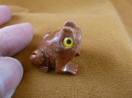 (Y-FRO-15) red baby FROG carving gemstone SOAPSTONE love little amphibia... - $8.59
