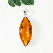 925 Sterling Silver Citrine Necklace Handmade Birthstone Jewelry Gift For Women - £46.37 GBP