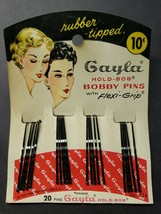 Vintage Gayla Hold Bob Bobby Pins On Card Gayla Products Chicago Ill NOS PB52 - £19.91 GBP
