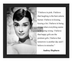 Audrey Hepburn &quot;I Believe In Pink&quot; Inspirational Quote 8X10 Framed Photo - £15.95 GBP
