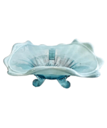 Vintage Northwood Footed Blue Glass Klondyke Dish Ribbed w/Ruffled Edge ... - $170.87 MXN