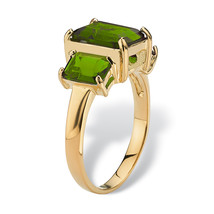 PalmBeach Jewelry Emerald-Cut Birthstone Gold-Plated Ring-August-Peridot - £25.37 GBP
