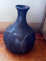 Door Pottery marked Eggplant Purple Glazed Grueby Style Leaf Bottle Art ... - £60.24 GBP