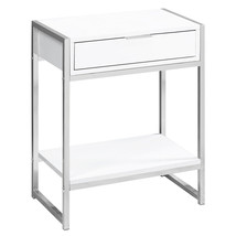 24" Silver And White Wood And Metal End Table With Drawer And Shelf - $3,822.11 MXN