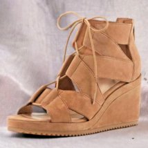 Eileen Fisher Dibs Lace Up Wedge Sandal 8 Sienna 1&quot; Platform 3&quot; Heel Bro... - £82.24 GBP