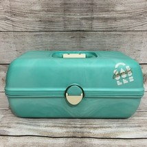 Vintage 1980s Caboodles of California Teal Marble Makeup Case 3 Tier w/ Mirror - $35.00