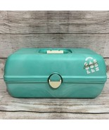 Vintage 1980s Caboodles of California Teal Marble Makeup Case 3 Tier w/ ... - £27.54 GBP