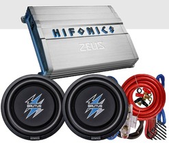 2x Hifonics BRUTUS BXS10D4 10&quot; Subwoofer + ZG1200.1D Amplifier + 4 Ga Amp Kit - £339.71 GBP