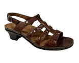SAS Allegro Sandals Cognac Patent Leather Croc Strappy Block Heel 9.5 M ... - $44.50