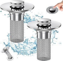 Bathroom Sink Drain Strainer, Pop Up Sink Drain Filter With Removable, 2Pcs - $37.94