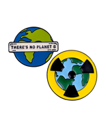 Earth Conservation Enamel Pins: Caution Radioactive and No Planet B - $29.90