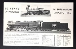 50 Years of Progress In Burlington Locomotives 1933 PC Posted Trains Railroad - $7.00