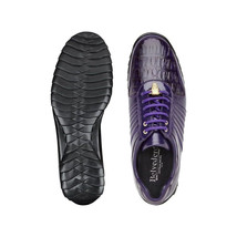 Mens Belvedere Genuine Hornback Caiman Crocodile, Soft Calf Astor Purple 33599 image 3
