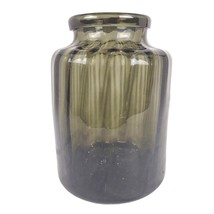 Vintage Smoke Black Blown Art Glass Ribbed 8.5&quot; Canister Apothecary Jar ... - £42.05 GBP