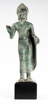 Antigüedad Thai Estilo Dvaravati Bronce Standing la Predicación Estatua de Buda - £408.35 GBP