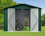 8x6ft Metal Garden Sheds Green+White for Outdoor Storage & Durability