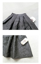 Black A-line Midi Skirt Outfit Women Custom Plus Size Pleated Party Skirt image 6