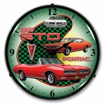 1968 Pontiac GTO LED Clock Car Man Cave Game Room Wall Lighted Nostalgic - £186.06 GBP