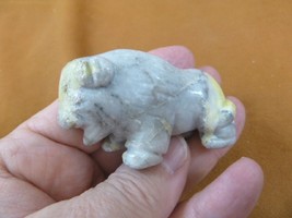 (Y-BUF-704) gray white yellow BUFFALO ranch bison gemstone carving gem figurine - £14.01 GBP