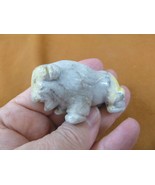 (Y-BUF-704) gray white yellow BUFFALO ranch bison gemstone carving gem f... - $24.69 CAD