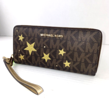 Michael Kors Large Continental Travel Wallet Jet Set Metallic Gold Stars W6 - $98.00
