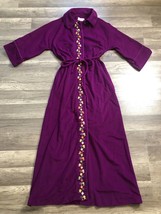 VTG Evelyn Pearson Robe Womens S Embroidered Flowers Snap Close Belt Dacron Poly - $24.00