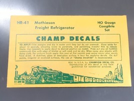 Vintage Champ Decals No. HR-41 Mathieson Freight Refrigerator Reefer HO Set - £11.90 GBP