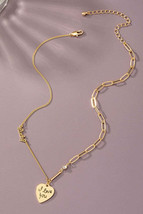 Asymmetric delicate necklace with heart pendant - £9.59 GBP