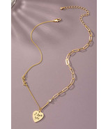 Asymmetric delicate necklace with heart pendant - £9.55 GBP