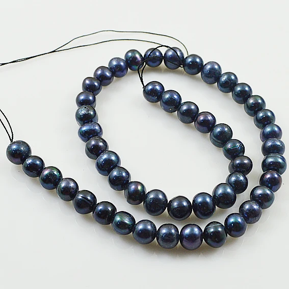 Terisa Unique Round Pearl Jewelry,Black Real Pearls Loose Beads,Perfect DIY - £29.03 GBP